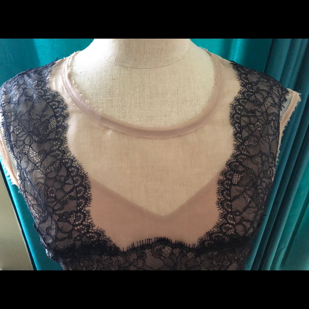 BCBG Maxazaria Sheer Organza & Lace Cocktail Dress - Picture 2 of 8